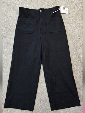 LC Lauren Conrad | Black Stretchy Pull-on Wide Leg Cropped Pants | Size 12